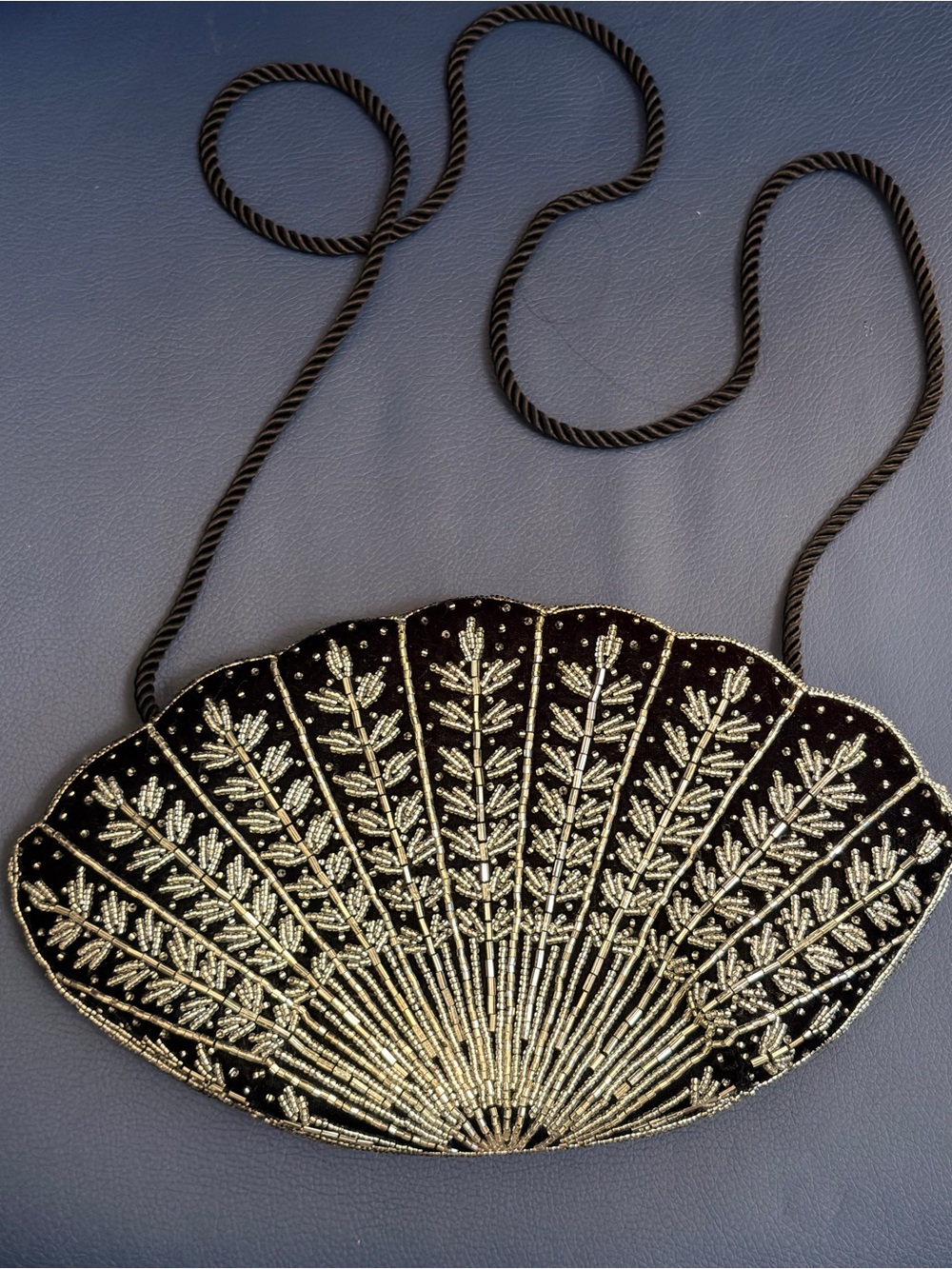 Elegant Black Beaded Shell Crossbody Bag